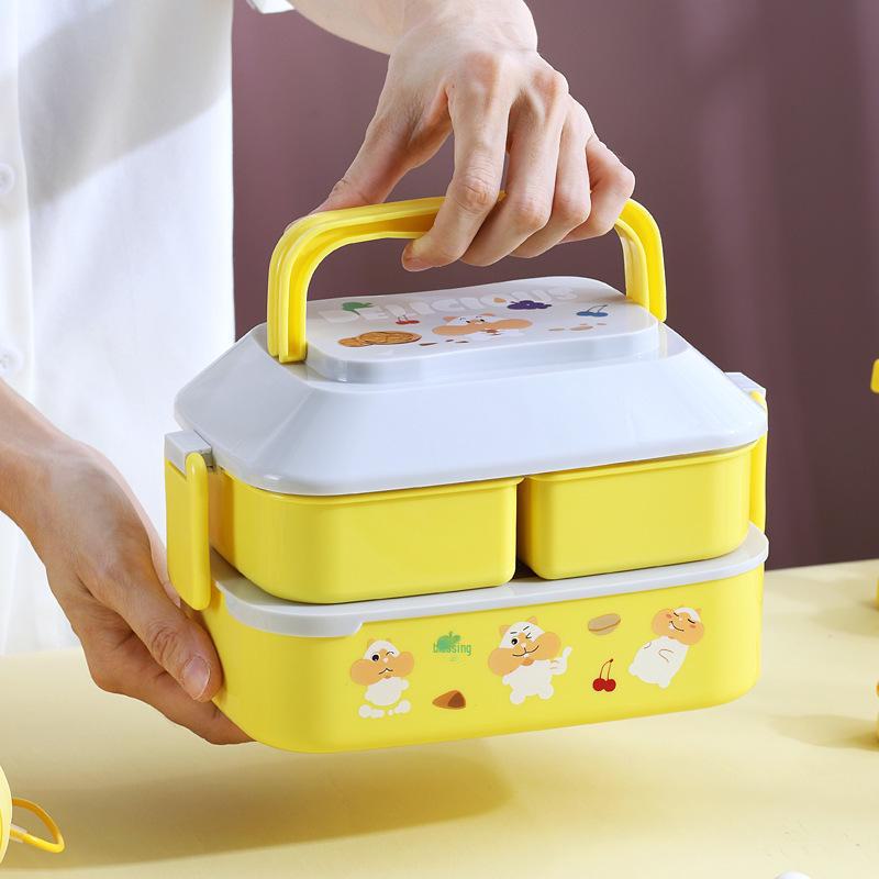 Double-Layer Insulated Student Lunch Box - Portable Microwave-Safe with Fresh-Keeping Compartments