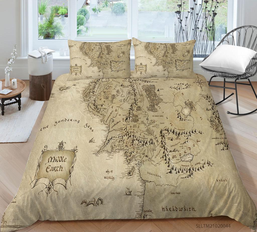 Povlečení s 3D vzorem mapy světa Jednolůžková postel Plná velikost povlaku na polštář a přikrývky 2 nebo 3 látky z mikrovlákna Pohodlná domácí dekorace