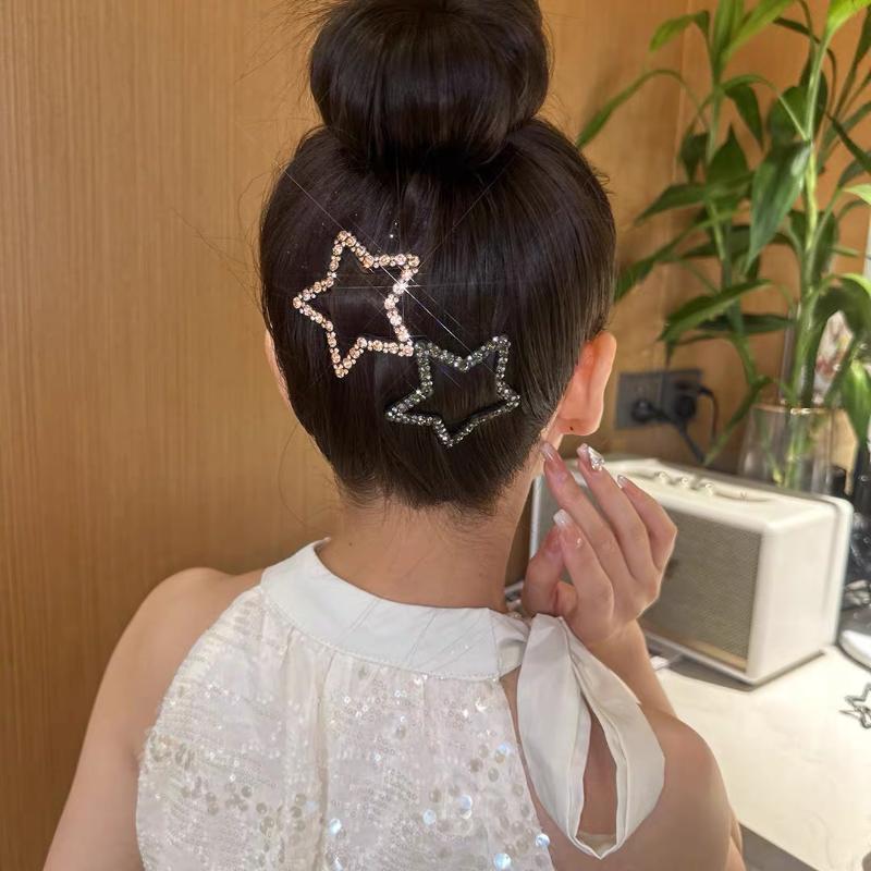 4Pcs Diamond Star Hair Clip With Shiny Rhinestone Bb Clip Design Multiple Colors For Daily Wear And Parties Hair Accessory
