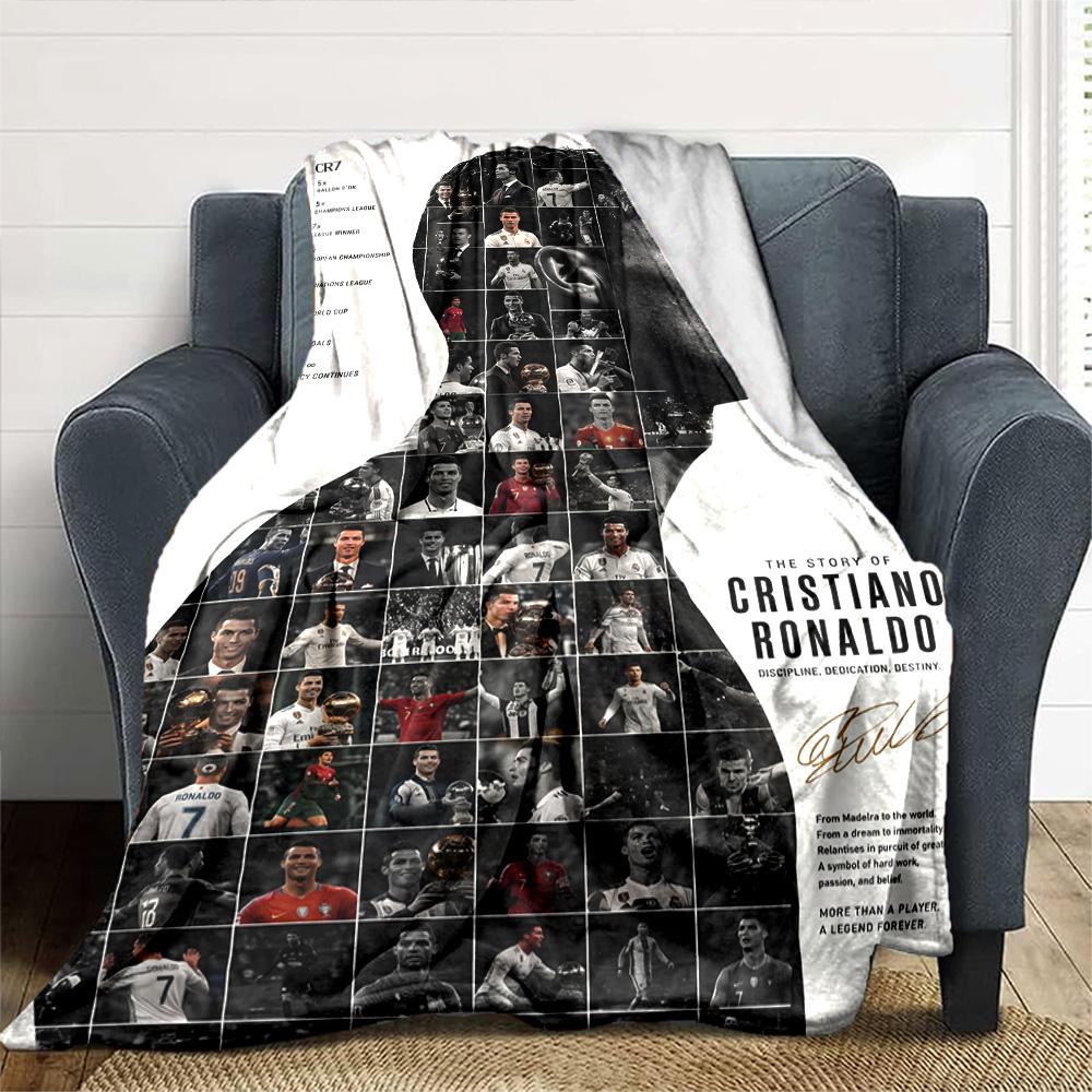 Ronaldo's Legacy Manchester United Blanket Durable Comfort Great for Office Chair Bedding Office Four Seasons Universal Playful Design