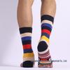 Plus Size Men's Trendy Mid-Calf Socks - Autumn/Winter Striped Cotton, European & American Style