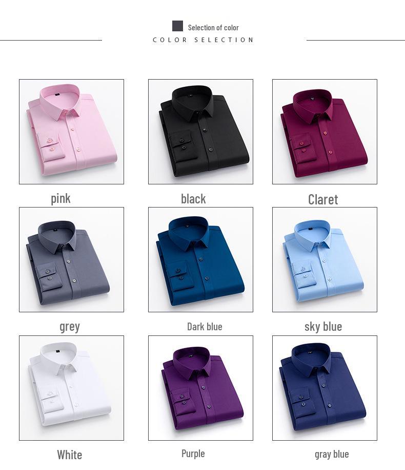 Men's Stretchy No-Iron Business Long-Sleeve Shirt