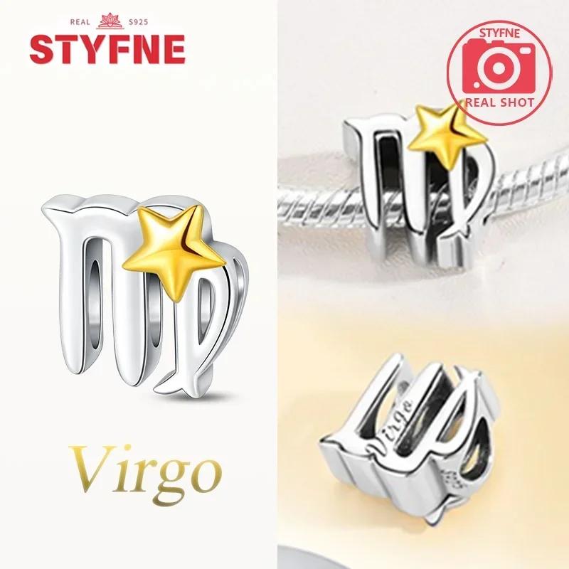 Exquisite Yellow Twelve Zodiac Signs Star Shape Taurus Symbols Authentic Copper Bead Compatible With Bracelets Women Do It Yourself Birthday Gift Acce