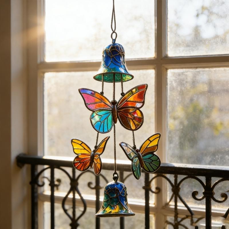 Butterfly Wind Chimes Producing Clear Tone for Balconies and Garden Creating a Peaceful Artistic Iron Design