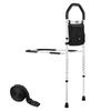 Bed Rail for Elderly, Bedside Assist Rails with Supporting Leg and PU Handrail, Adjustable Height Carbon Steel Pipe Bedside Cane