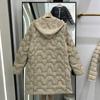 Year down jacket women's loose and thin medium and long knitted hooded casual short hooded jacket