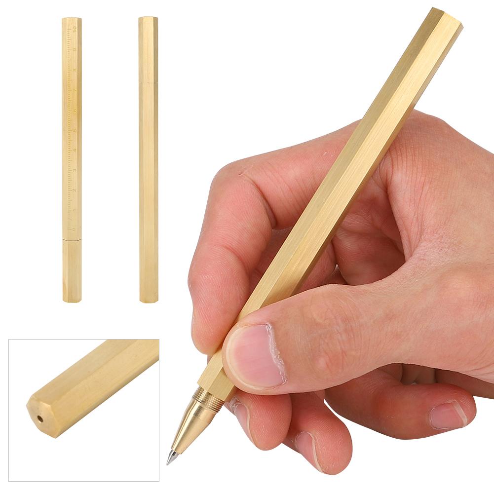 Gelstift aus gebürstetem Messing, sechseckig, 0,5 mm, Schreibstift, Schul- und Bürobedarf, Geschenk