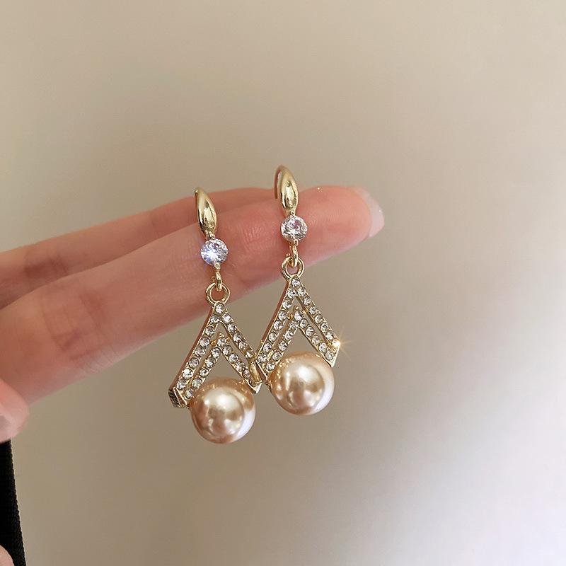 Fashion Luxury Zircon Pearl Dangle Earrings Women Wedding Party Gifts Earring Women Pierced Ears Popular Products