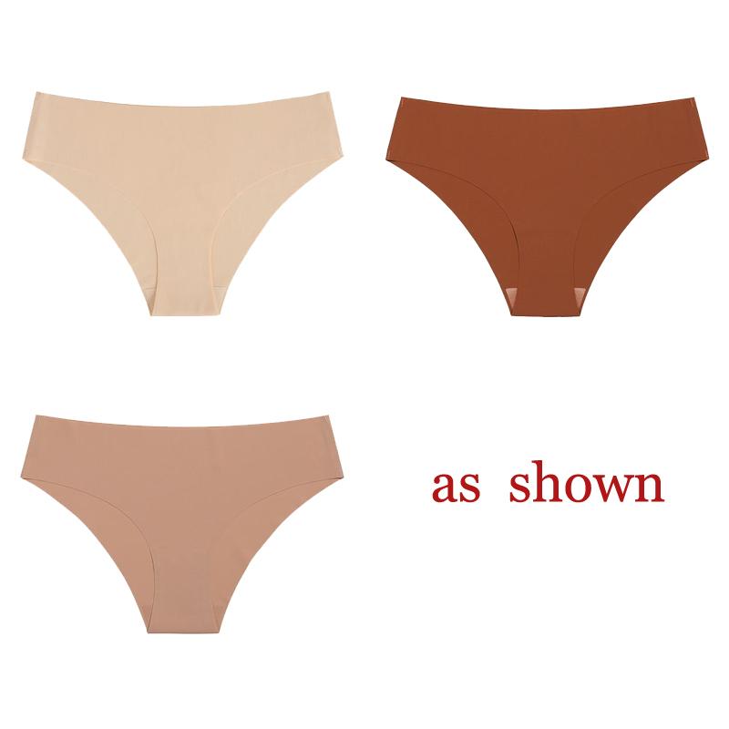 TERMEZY 3Pcs/Lot Sexy No Trace Panties for Women Ice Silk Low Waist Underwear Sports Lingerie G-string Briefs Female Intimates