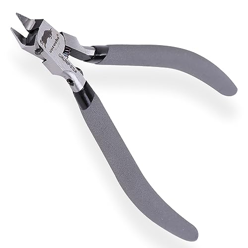 aurochs Ultra-Thin Single-Edged Nippers, Precision Cutting Tools for Plastic Models and Gate Cutting (Gray & Black, Left-Handed)