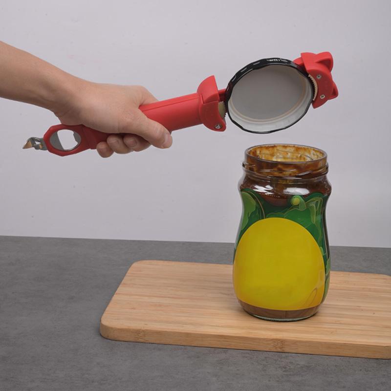 Multifunction Bottle Opener Cat Head Shape Retractable Anti-Slip Cap Twister Easy-Open Reduced Effort Kitchen Can Opener Tool