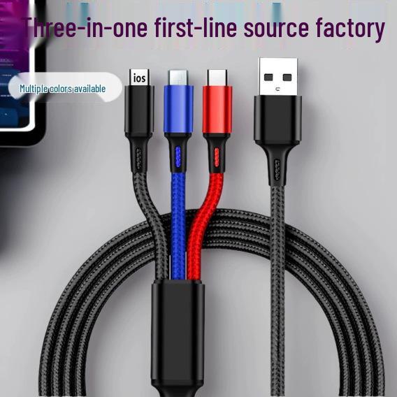 

Настраиваемый зарядный кабель 3-в-1: Совместим с устройствами Android, Type-C и Apple