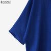 ZANZEA Women Summer Round Neck Solid Color Loose 3/4 Sleeve Blouse