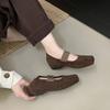 Guangzhou quadratischer Kopf weiche Sohle Ein-Wort elastisches Band Mary Jane Schuhe Damen 2025 neu weiches Leder Innenhöhe erhöht Einzelne Schuhe