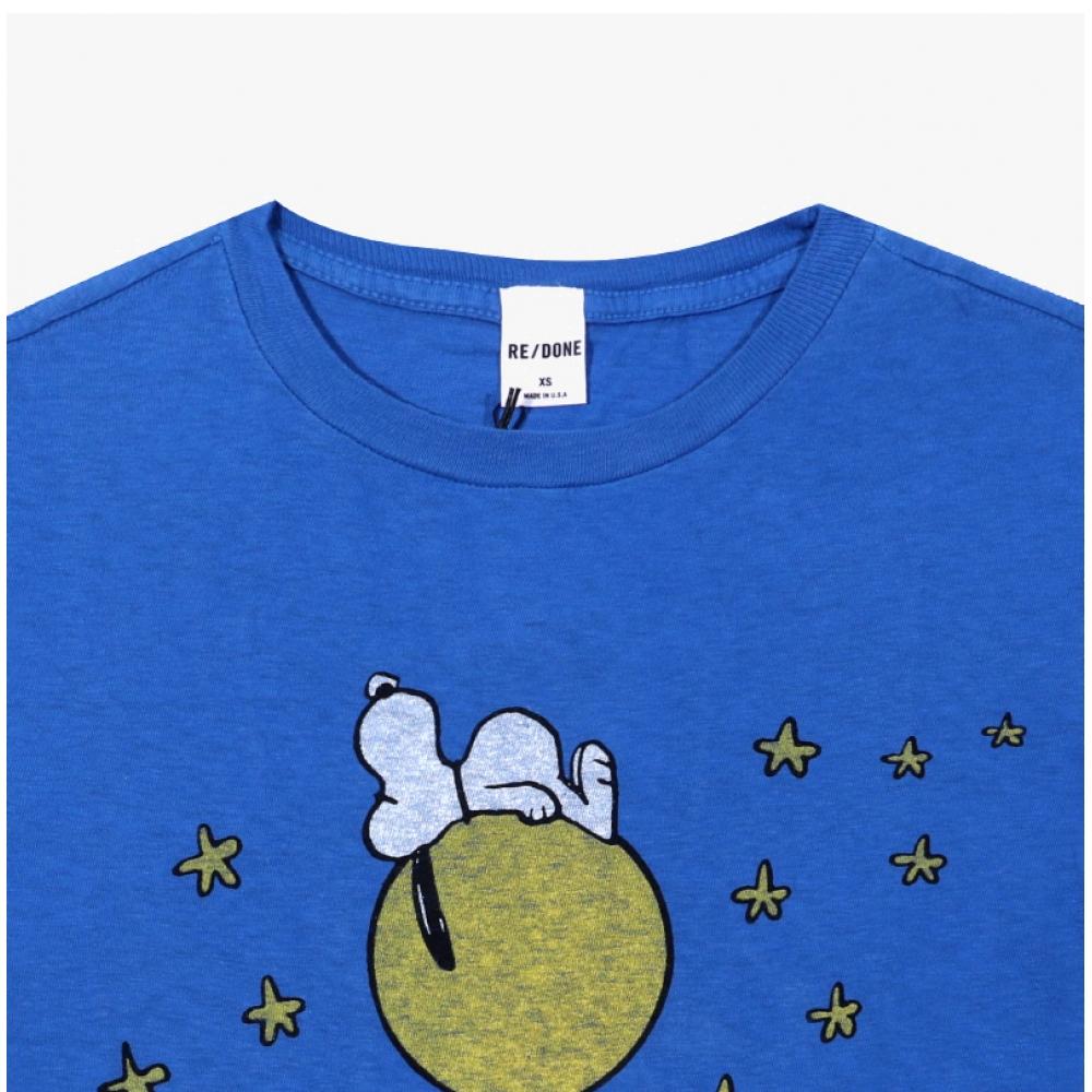 Leedon 024 02wcgt320 ClaSSic Snoopy Moon Women S Short Sleeve Tee