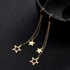 Star Moon Pendant Tassel Hanging Earrings Stainless Steel Pendant Girl Earhooks Fashion Elegant Jewelry Birthday Gift