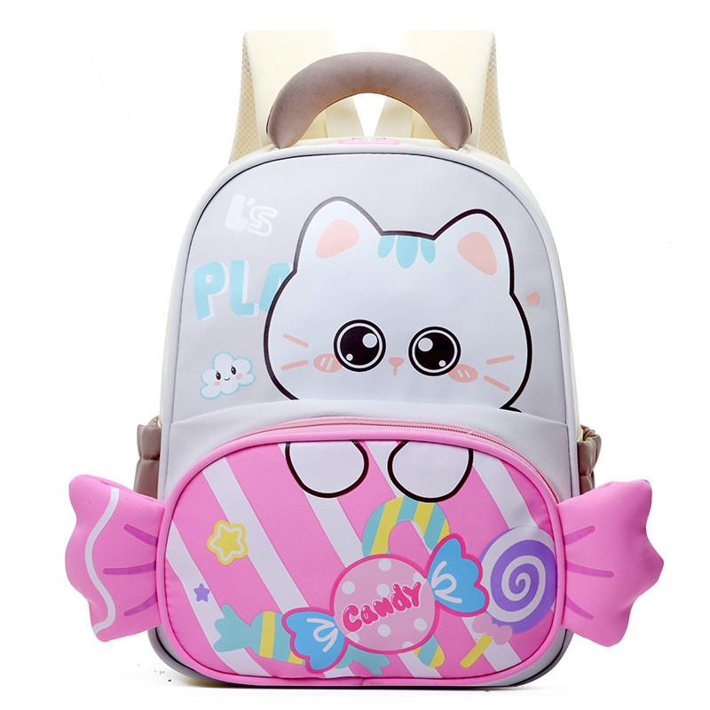 Charming Cat Lightweight Backpack For Children With Multiple Color Options And Design Durable