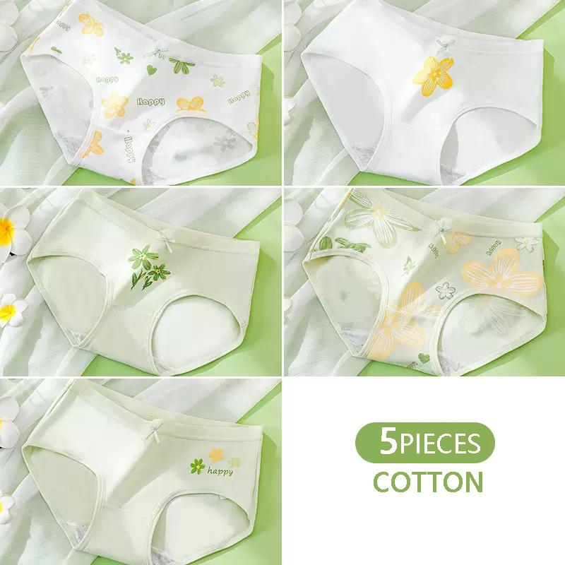 5Pcs Cotton Women Panties Breathable Underwear Lovely Young Girls Briefs Sexy Low Waist Panty Underpants Female Lingerie