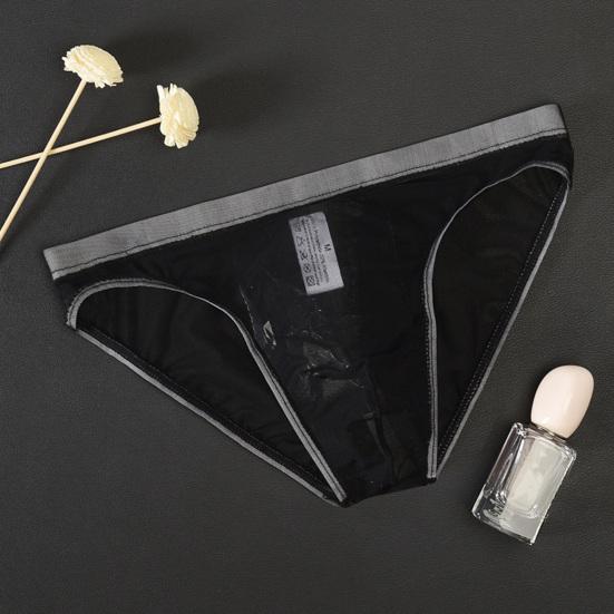 Men Seamless Ice Silk Briefs Low-rise Ultra-Thin See-through Panties Solid Color Quick Drying Underwear