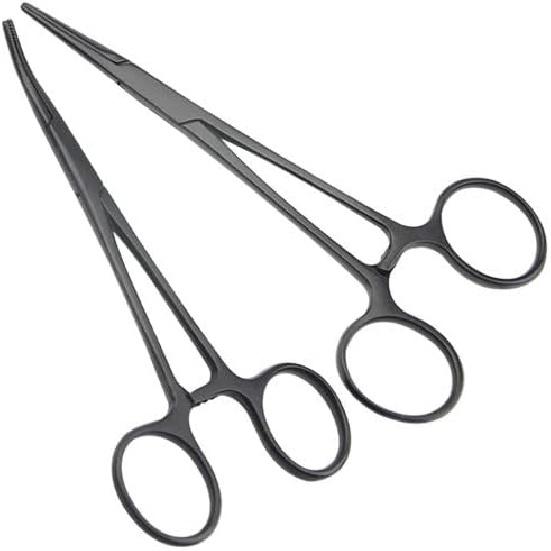 LILYS PET Pet Colourful Stainless Steel Hemostat Hemostatic Forcep,Pet Ear Hair Pull Forcep,Bend head and Straight head kit (Black, 12cm) 12cm чёрный
