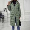 Long Quilted Puffer Jacket for Women Casual Lightweight Zip Up Hooded Coat Winter Knee Length Padded Outerwear
