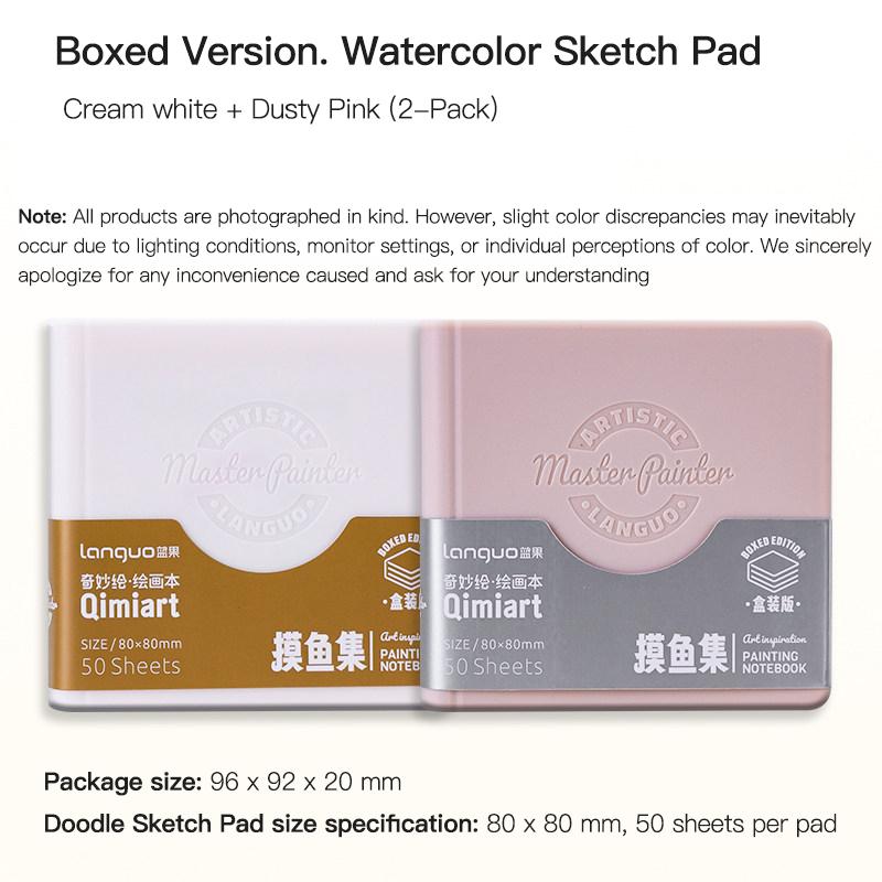 Mini Drawing Books 50Sheets Languo Square Watercolor Sketchbook Thick Paper Drawing Painting Paper Work Relaxation Art Supplies