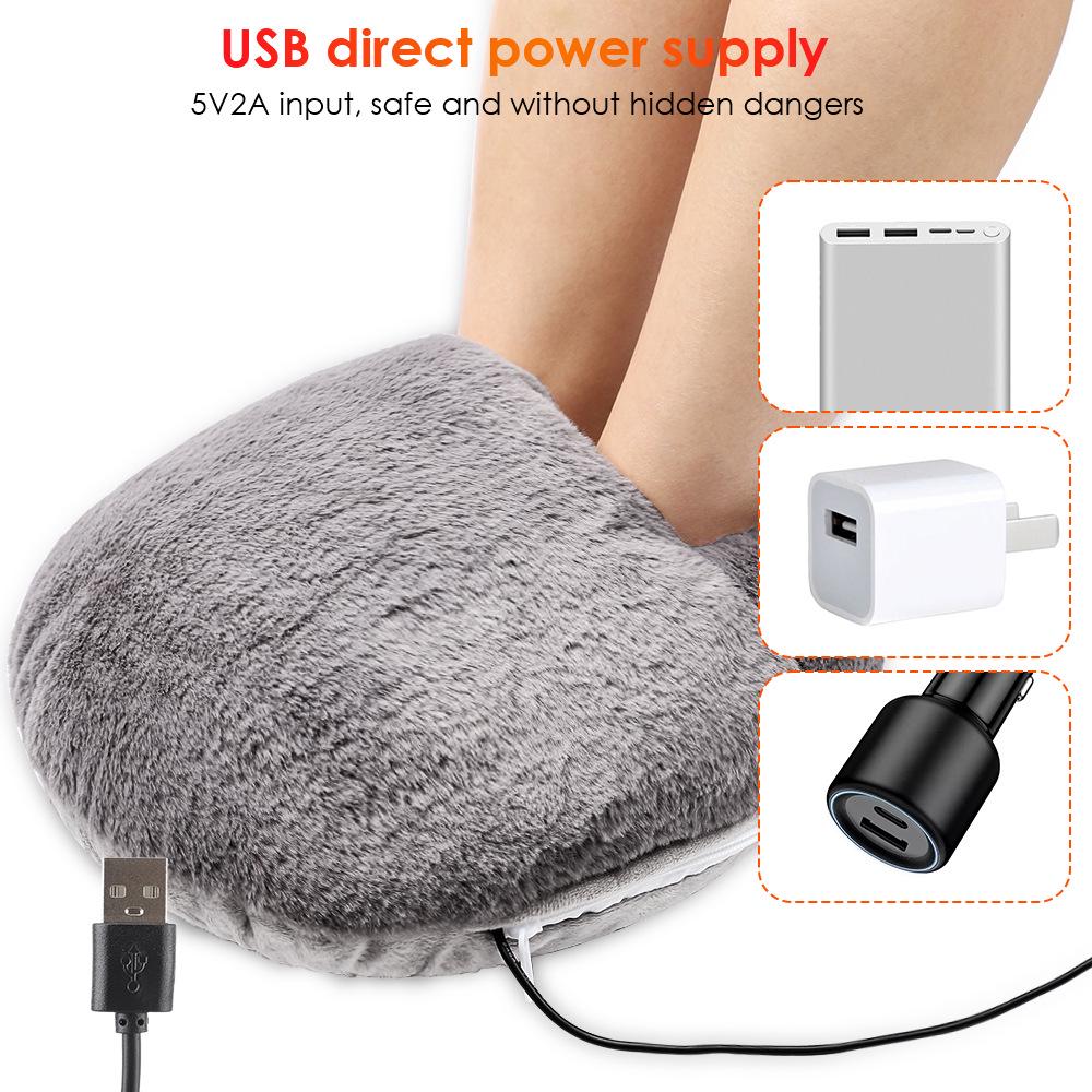 Plush Electric Foot Warmer: USB-Powered Heated Winter Shoes for Cozy Feet