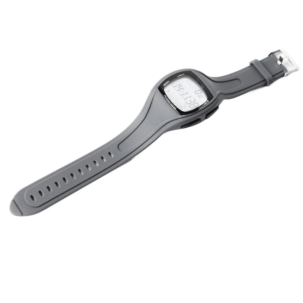 Men Sports Waterproof Watch Multifunctional Stopwatch Calendar Alarm LED Digital Watch for Outdoor Gray