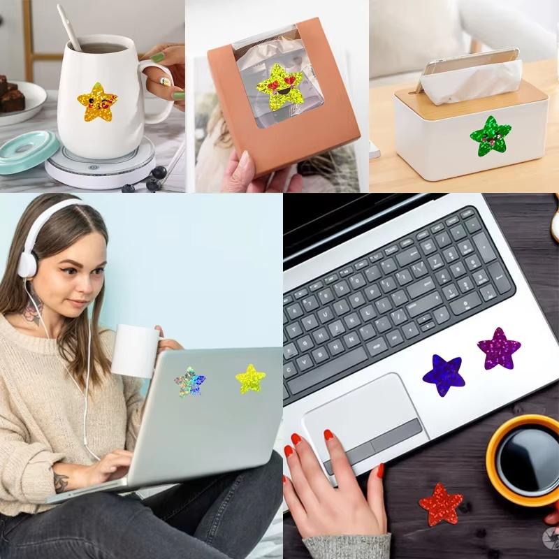500/1000Pcs Colorful Star Adhesive Holographic Skzoo Zoo Farm Scrapbook Sticker Roll Labels For Kids Diy Gift Toys