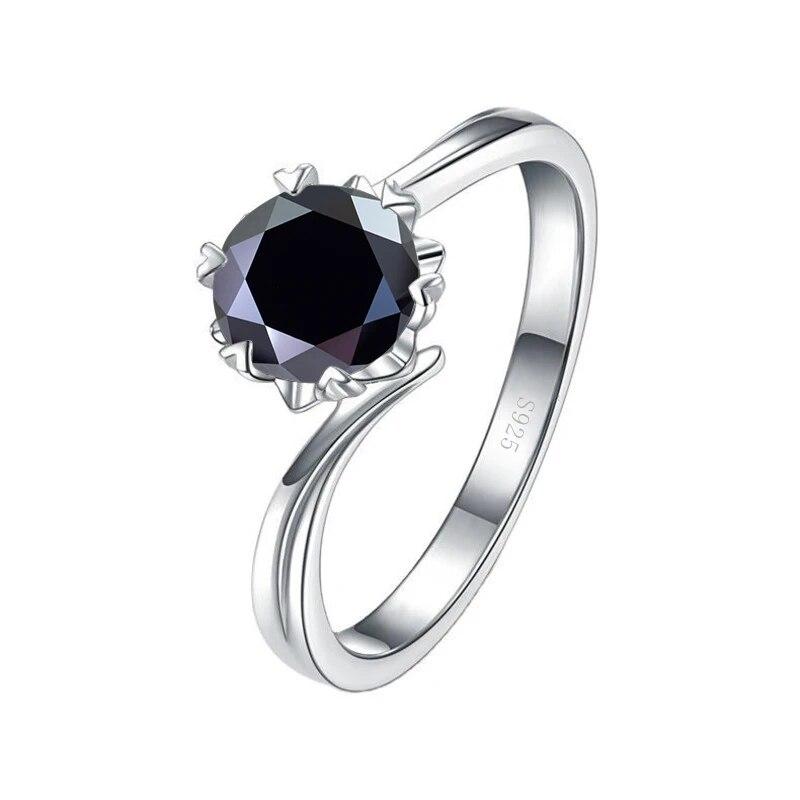 Bague Ringen S925 Set With D Color Moissanite Classic Six Claws One Carat Snowflake Women's 18-karat Gold Plated Ring