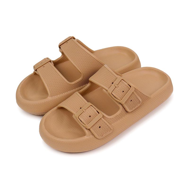 2025 Thick-Soled Double Buckle EVA Sandals: Step-On-Comfort for Couples, Women, Indoor/Outdoor Use