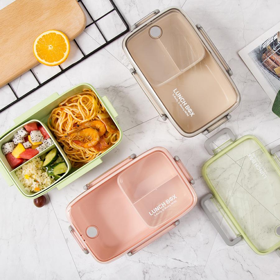 Brun/grønn/rosa lunsjboks Bambusfibermateriale Bærbar Bento-boks Mikrobølgeovn Matoppbevaringsbeholder for kontorbarn