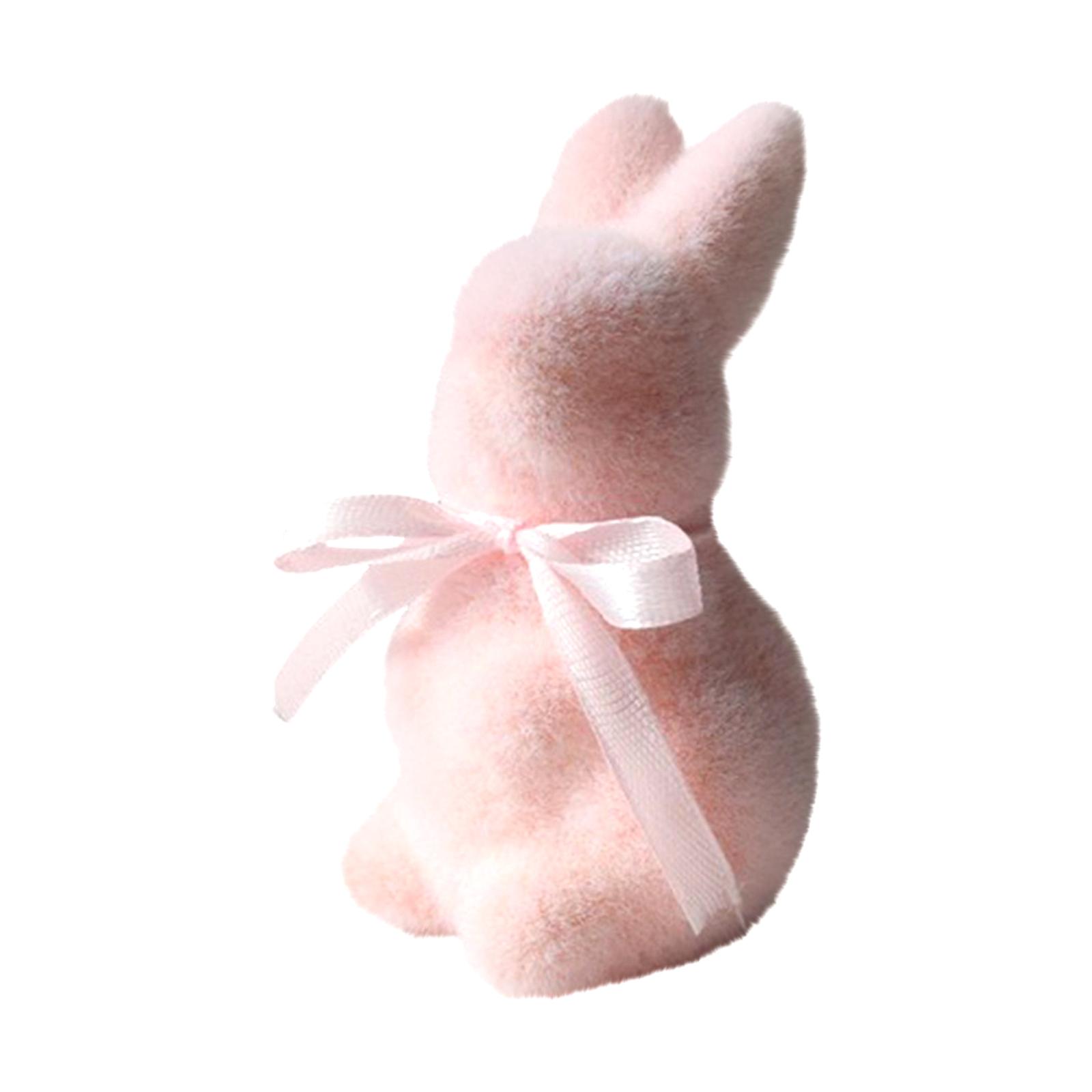 

Easter Furry Flocked Bunny, Artificial Moss Easter Table Decor, Holiday Easter Figure Statue Spring Garden Decorations рожевий