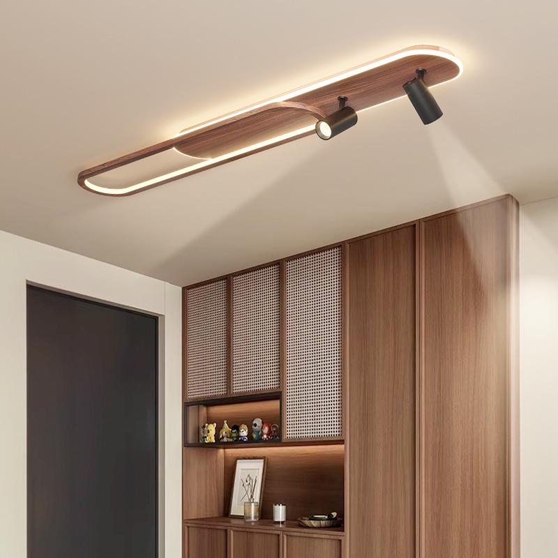 Minimalist Chinese Style Wood Grain Ceiling Spotlight for Hallway, Living Room, Entrance, or Cloakroom