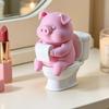 Cartoon Pig Figurine 3D Printed Toilet Pig Decoration Novelty Pig Sitting on Toilet  Gift