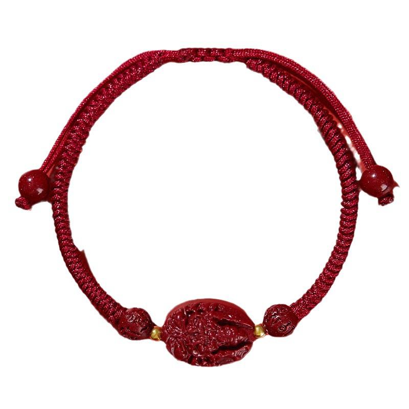 2025 Dragon Year Cinnabar Zodiac Guardian Hand-Woven Red Rope Bracelet for All Genders and Children