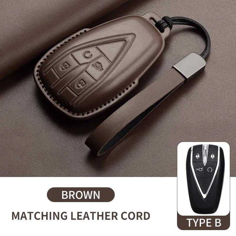 Leather Car Key Case Cover Holder Keychain Shell for Changan CS35 Plus CS55 Plus CS75 Plus Eado UNI T UNI K Oushang X5 X7 EV