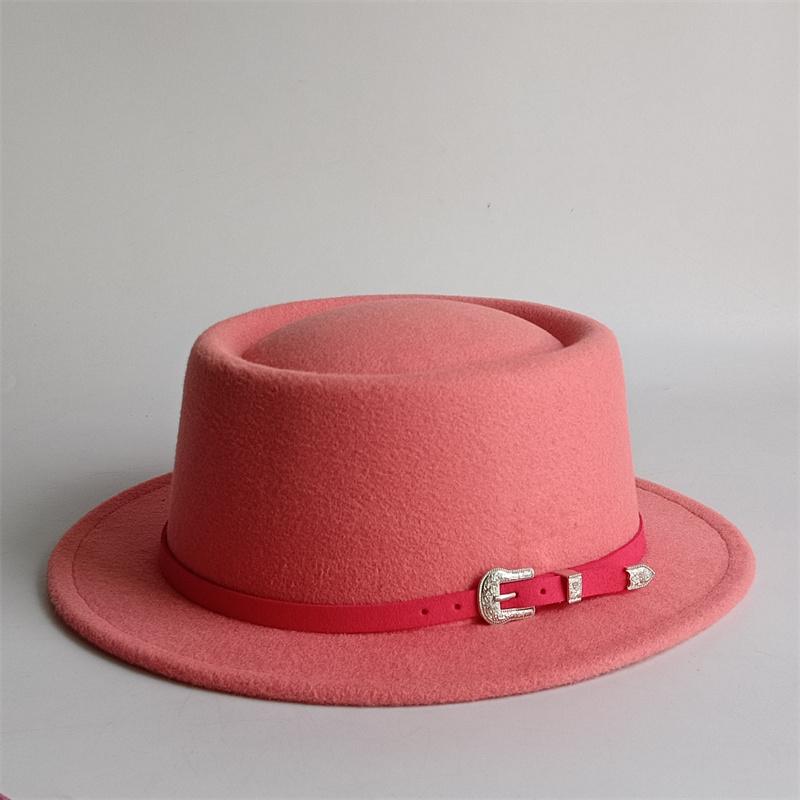 Vintage Pork Pie Hat For Men Wide Brim Felt Black Fedora Church Jazz Ribbon Trilby Panama Gangsters Caps Gentleman'S Style