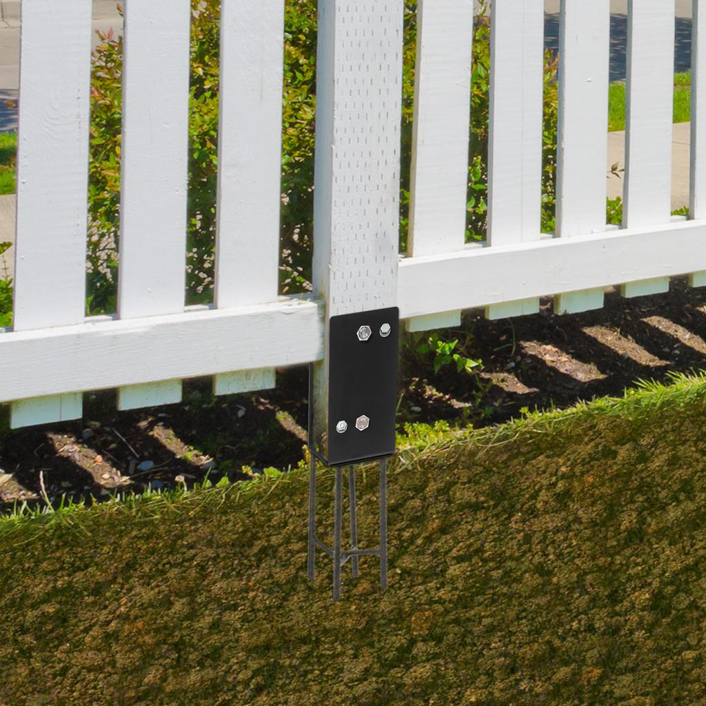 U-Shape Post Base Holder for Fence and Gazebo Construction, Black Modern Design, 1-Piece Furniture Foot Pad with Iron Base