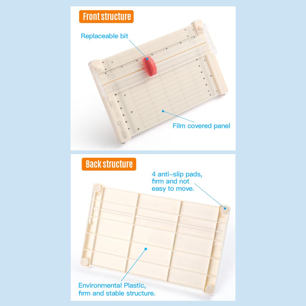 KW-trio Mini cutter portabil pentru tăiat hârtie Trimmer pentru hârtie artizanală Lungime de tăiere de 6,3 inci cu tăietor drept