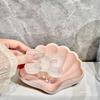 Shell Shaped Ceramic Soap Dish - No Drilling Required Drain Rack, Pearl Glaze Bathroom Countertop/Sink Decoration - Jewelry Tray