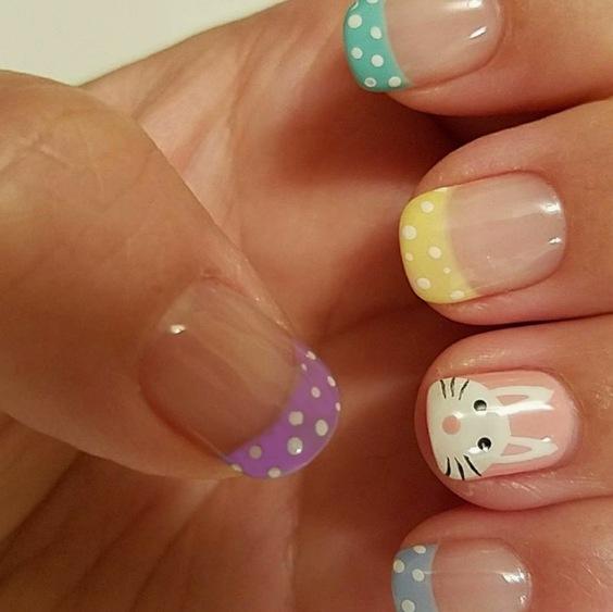 24 Pieces Wearable Nail Patch Nail Art Wearable Nail Easter Rabbit Fake Nail Extension Removable Nail *3pcs