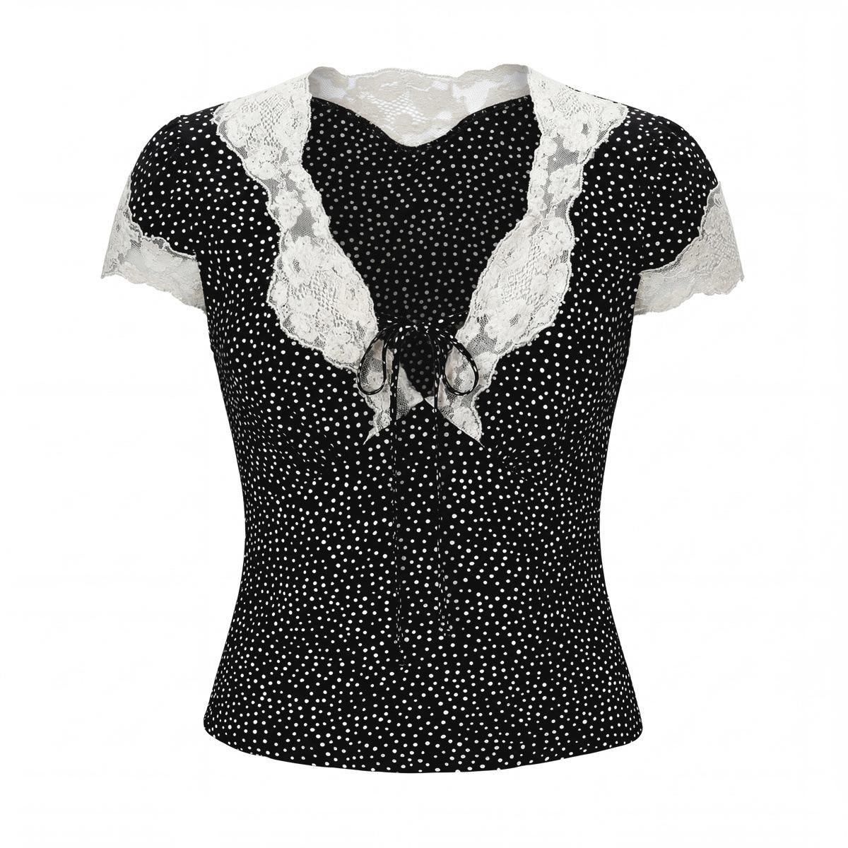 European and American style, new women s clothing, retro polka dot lace top polka dot low waist dot skirt S