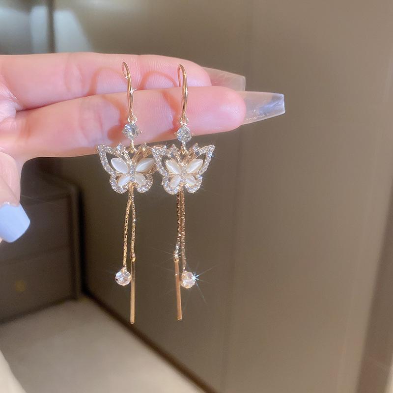 New Fashion Trend Unique Design Elegant Delicate Zircon Butterfly Tassel Earrings For Women Jewelry Wedding Party Premium Gifts
