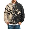 Herren Sweatshirt mit lockerem Schnitt, Raglanärmeln, Stehkragen und Halloween-Print für Partys und den täglichen Gebrauch
