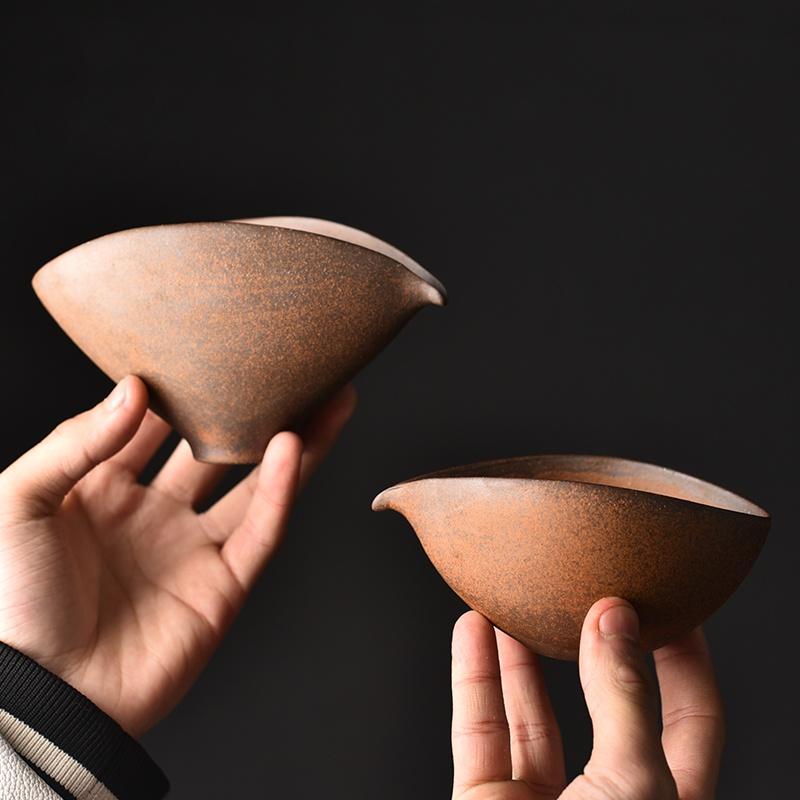 Carafă de Ceai Ceramică cu Anvelopă Subțire Handmade Retro, Cană Retro Japoneză din Ceramică Brută, Separator de Ceai Chahai, Accesorii Set de Ceai Kung Fu