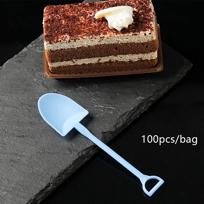100Pcs Creative Cute Colorful Disposable Plastic Dessert Spoon Ice Cream Fruit Cake Spoon4