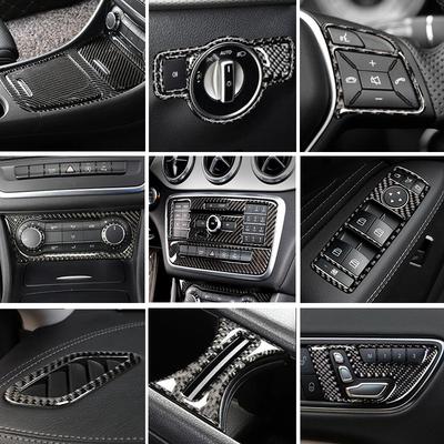 Car Styling Carbon Fiber Interior Button Panel Decoration Cover Trim Sticker Frame For Mercedes Benz A Class W176 GLA X156 CLA