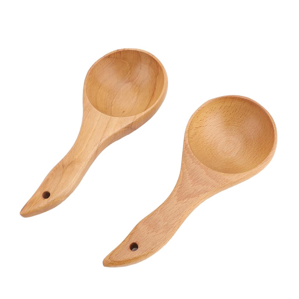 2pcs Cooking Spoon Exquisite Anti Stick Wooden Ladle for Kitchen Salad Mixing Stirring