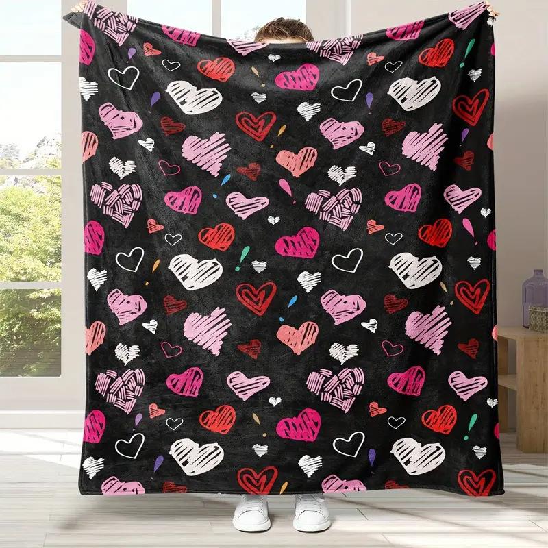Romantic Love Series Digital-printed Polyester Bedroom Velvet Flannel Cover Blanket Fleece Soft Sofa Cover Blankets for Beds